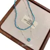 Collar de Flor de Piedra Natural Turquesa, Cadena de Clavícula en Capas Fresca y Sencilla, Nuevo Modelo 2025, Nicho de Lujo Ligero