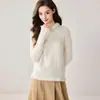 Suéter Feminino de Caxemira com Gola de Renda, Gola Meia-Alta, Camada Interna, Malha Quente, Estiloso, Moderno, Camada Base Amiga da Pele, Suéter de Tricô