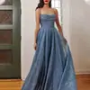 2025 Nueva Ropa de Mujer Transfronteriza Europea y Americana Amazon Falda Larga Top de Tubo sin Mangas Salpicado de Oro Vestido Sexy con Tirantes