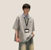 Polo de Manga Corta a Rayas de Estilo Americano Falso de Dos Piezas para Hombre Verano 2025 Diseño Nicho Camisa Casual con Cuello