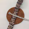 Cinturón Tejido de Tweed Colorido de Ala Ancha con Cerdas de Cepillo de Dientes, Lentejuelas Doradas de Seda, Accesorios para Ropa, Accesorios para Manualidades