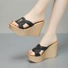 Zapatillas de cuña de celebridad de Internet para mujer, para uso exterior, suela suave, para aumentar la altura, zapatos de plataforma, plataforma, suela gruesa, zapatillas de verano, zapatos nuevos