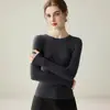 Suéter de punto de alta calidad para mujer, ajuste ceñido, cuello redondo, imitación 100% lana pura, manga larga, camiseta básica, top versátil de color sólido para otoño e invierno