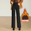 Pantalones Casuales Sueltos de Pierna Recta Elásticos de Cintura Alta Estilo Coreano 2026 para Mujer Otoño e Invierno Engrosados con Más Terciopelo Pantalones Cálidos Pantalones Largos