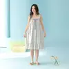Gola de Renda Francesa Super Macia Camisola de Modal Feminina Verão Solta Comprimento Médio Listrada Manga Curta Algodão Roupa de Casa