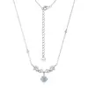 Collar de Plata de Ley S925 Moissanita Flor de Glicina Estrella Collar de Plata de Ley con Plumas de Ala de Corona Completa de Moissanita para Mujeres Venta al por mayor transfronteriza