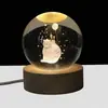 Viajando en el Espacio, Luz de Noche Tallada en 3D, Base de Madera Maciza, Regalo de Cumpleaños, Regalo de Vacaciones, Bola de Cristal, Navidad
