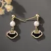 Nuevos Pendientes de Candado Pequeño de Zirconia Estilo Hada Súper de Gama Alta Estilo Ins Estilo Coreano Pendientes Franceses de Nicho Pendientes de Perla con Aguja de Plata