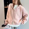 Cardigan com Capuz em Tricô Waffle Feminino 2026 Outono Inverno Novo Estilo Coreano Solto Sensação Relaxada Cardigan Suéter Top