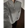 Suéter de cuello medio para hombre con cremallera, chaqueta de punto holgada estilo coreano de invierno, moda casual juvenil para hombre con cuello alto moderno