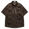 Camisa de Manga Corta de Seda Helada de Secado Rápido con Estampado de Leopardo para Viajes de Verano para Hombres y Mujeres Casual 2026 Vacaciones en la Costa de Hawái Camisa Floral