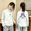 Camiseta Térmica de Fleece com Manga Longa para Meninas Infantil Primavera Outono Inverno Gola Alta Meia Camada de Base para Crianças Médias e Grandes Camiseta Estampada