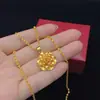 Colgante Popular de Flor de Peonía para Mujer, Chapado en Oro, Cadena para Clavícula Duradera y que No se Desvanece, Venta al por Mayor