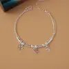 Pulsera de Plata para Estudiantes que Conserva el Color para Mujer, Pulsera Sencilla, Joyería Estilo Coreano de Estrella y Mariposa, Fabricante de Regalos de Moda, Comercio Exterior