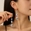 Estilo Chinês, Fresco e Simples, Brincos de Argola com Gotejamento de Óleo Feitos à Mão, Brincos Exagerados de Porcelana Azul e Branca com Pintura Colorida para Mulheres