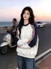 Camiseta con Capucha Casual Holgada Retro Popular de Nicho Coreano Cuello Redondo Manga Larga Estilo Primavera y Otoño Moda Unisex