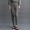 Calça Térmica Feminina de Cashmere com Listras Verticais Outono e Inverno Nova Versátil Casual Resistente ao Frio Legging Engrossada de Cor Sólida para Pernas Afuniladas
