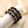 Pulsera de cuentas de cristal de ágata negra estilo ins europeo y americano, pulsera tejida a mano con piedra de ojo de tigre, joyería de mano todo en uno para mujer, venta al por mayor