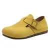 2026 Novos Sapatos Birkenstock Casuais de Moda Confortáveis para Mulheres, Estilo Retrô, Fivela, Slip-On, Cobertura Total, Salto Escondido, Solado Macio