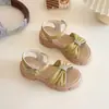 Sandalias para Niños Pequeñas, Medianas y Grandes Primavera 2025 Deportivas de Princesa Color Sólido Para Mujer En Stock Estilo Coreano Casual Cuero de Microfibra Zapatos de Playa
