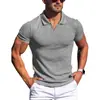 Verano Europeo y Americano Transfronterizo AliExpress Amazon Nueva Camisa Polo Lel Cuello en V Raya Vertical Manga Corta Camiseta para Hombre