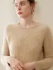 Suéter 100% Cachemir Puro para Mujer, Suéter Interior de Cuello Redondo con Patrón Retorcido Retro, Amigable con la Piel, Adelgazante, Capa Base de Punto Cálida