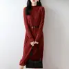 Vestido de Punto Nuevo Otoño/Invierno 2026 Cuello Alto Medio Lana Pura Manga Larga para Mujer Vestido de Canalé de Longitud Media