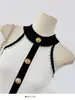 Vestido sin mangas con bloques de color estilo Chanel, Vestido elegante ajustado para primavera y verano con un toque de alta gama, Vestido corto bodycon que ciñe la cintura