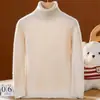 Nuevo Suéter de Punto de Lana Pura de Cuello Alto Manga Larga Color Sólido Acanalado para Niños Ropa para Niños Otoño/Invierno 2026