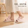 Pantuflas de lino con diseño de oso transpirables y absorbentes de sudor para mujer, adecuadas para todas las estaciones, de interior, silenciosas, antideslizantes, pantuflas de tela de algodón y lino para primavera y otoño