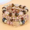 Pulseira de borla de coração de cristal elástico multicamadas joias europeias e americanas transfronteiriças estilo étnico retrô boêmio pulseira feminina