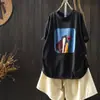 Camiseta Branca para Mulheres 2026 Novo Estilo de Verão Estampa de Menina Elegante Caimento Relaxado Emagrecedora Diária Versátil Manga Curta Mht