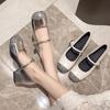 Sapatos Solteiros Versáteis e Estilosos de Estilo Retrô Francês com um Pequeno Design Inspirado na Chanel, Lantejoulas Prateadas e Estilo Mary Jane Raso