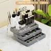 Caja joyero de tres cajones con flocado multifuncional, rejilla para joyas de gran capacidad, expositor para pendientes, aretes, collar