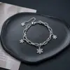Pulseira de floco de neve de camada dupla para homens, pulseira hip-hop simples e personalizada da moda para mulheres, acessório versátil de luxo leve de alta qualidade