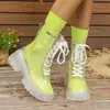 2025 Nuevas Botas Completamente Transparentes de Suela Gruesa y Suela de Cristal con Cordones Botines Cortos de Moda para Exportación Talla Grande Zapatos de Moda Transfronterizos