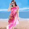 Estilo Coreano Super Grande Xale Protetor Solar Toalha de Praia Lenço de Primavera e Outono Feminino Lenço Longo de Seda Artificial Estampado Variado de Verão