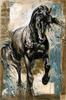 Pintura em tela de arte de animal correndo cavalo escuro mural pôster arte de parede quarto sala de estar pintura decorativa moderna