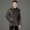 Chaqueta de cuero Haining para hombre, chaqueta de cuero para hombre, casual clásica para mediana edad, sin arrugas, business casual, ropa exterior, estilo papá