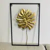 Marco negro de hoja de hierro de metal para colgar, pintura moderna de fondo para pared, decoración de pasillo, colgante de pared, joyería tridimensional