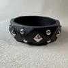 Yongge Accesorios Pulsera de Madera con Remaches Geométricos Estilo Europeo y Americano Moda Retro Personalidad Rombo Pulsera Adorno para la Muñeca