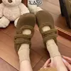 En stock~Otoño/Invierno 2026 Nuevos Zapatos Mary Jane Redondos con Velcro para Mujer Zapatos Cálidos de Piel Sintética con Pelusa Zapatos de Algodón