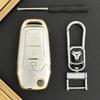 Adecuado para Cubierta de Llave Ford Escort, Adecuado para Modelos Plegables, Bolsa con Hebilla para Coche, Cómodo y Lujoso, Mango de Platino Amarillo