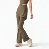 Conjunto Desmontable de Dos Piezas de Pantalones Acampanados de Yoga con Sensación de Segunda Piel con Falda de Cintura Alta que Cubre la Cadera, Pantalones de Yoga Deportivos para Uso al Aire Libre, Pantalones Acampanados para Fitness