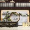 Yingke Paisaje de Pino Pintura de Pared Tela de Pared Papel Tapiz Zen Mural Pared de Fondo de Mesa de Té Tela de Pared de Tienda de Té Casa de Té Sala de Té Papel Tapiz