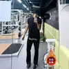 Diseño estampado elegante, pantalones deportivos versátiles para hombre y mujer, estilo americano azul marino, ligeramente acampanados, adelgazantes, pantalones largos casuales