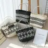 Cesta de Verduras Bolsa Tejida de Plástico Bolsa Tejida a Mano Bolso de Gran Capacidad Color de Contraste PP Bolso Lindo