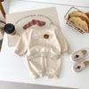 Suéter coreano para niños, traje informal con letras de oso, conjunto de 2 piezas de manga larga para bebés, hombres y mujeres