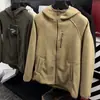 Sudadera con capucha y cremallera de forro polar para hombre, de alta densidad, doble cara, cortavientos y cálida, para exteriores, con forro polar adicional y capa exterior engrosada