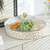 2024 Nova Bandeja de Frutas com Tampa Doméstica Sala de Estar Mesa de Centro Caixa de Armazenamento de Lanches Plástico PET Espessado à Prova de Poeira Prato de Jantar